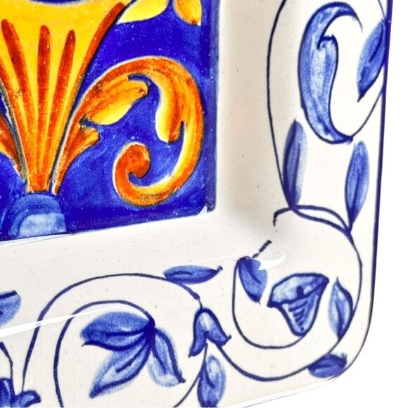 Vintage Square Decorative Unique Pottery Dish Plate. Ashtray. - Picture 6 of 10